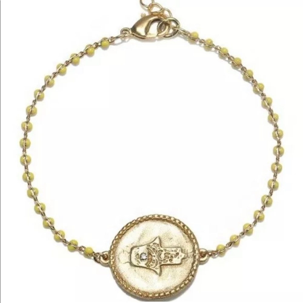 Capwell + Co Hammered Beaded Hamsa Gold Tone/